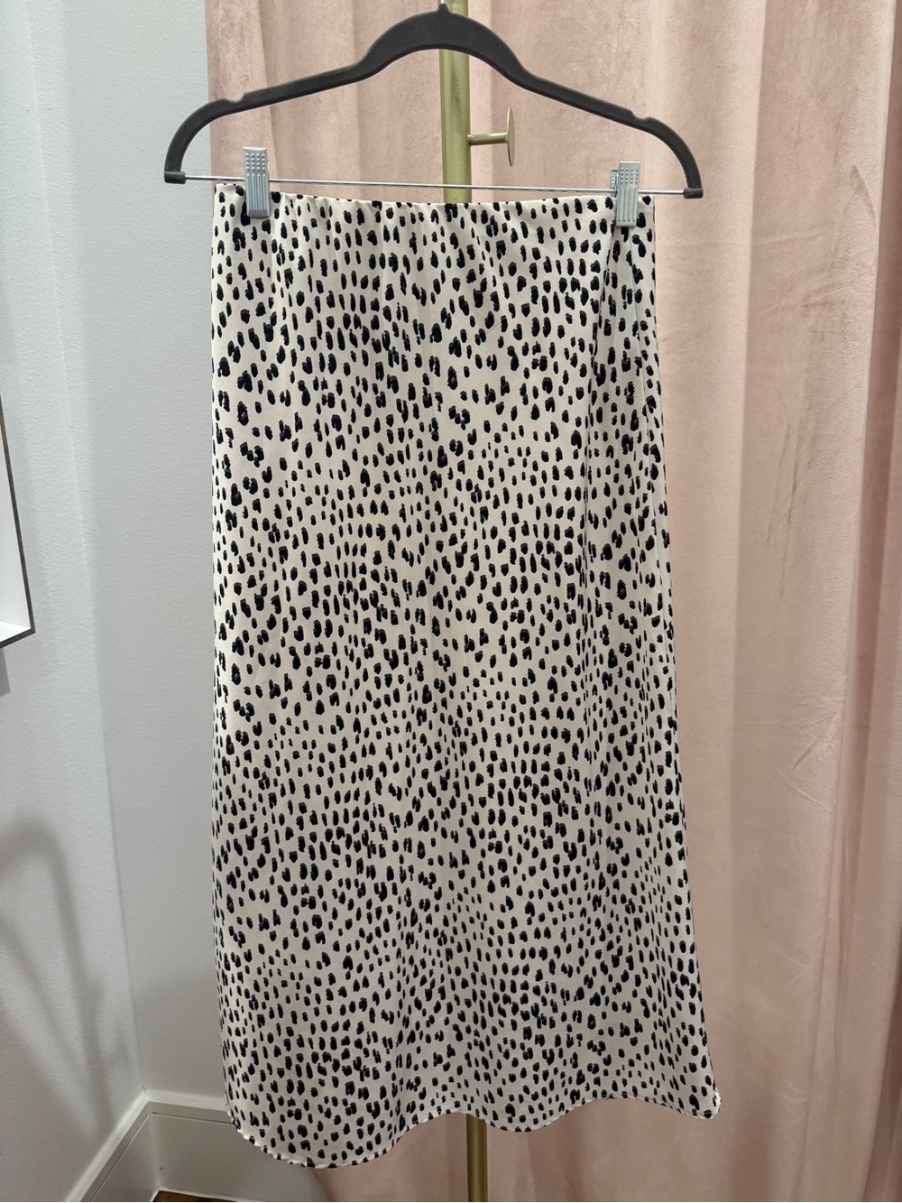 Boutique Animal Print Satin Midi Skirt | Cream & Black